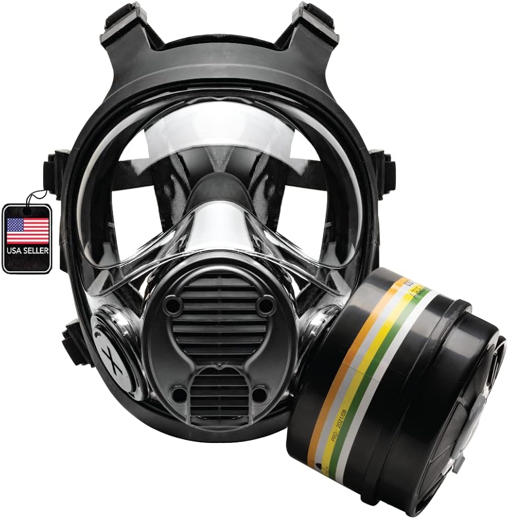 Survival & Tactical Full Face Respirator - Compatible with Industry Standard 40mm Gas Filter Canister - Emergency Escape Mask
