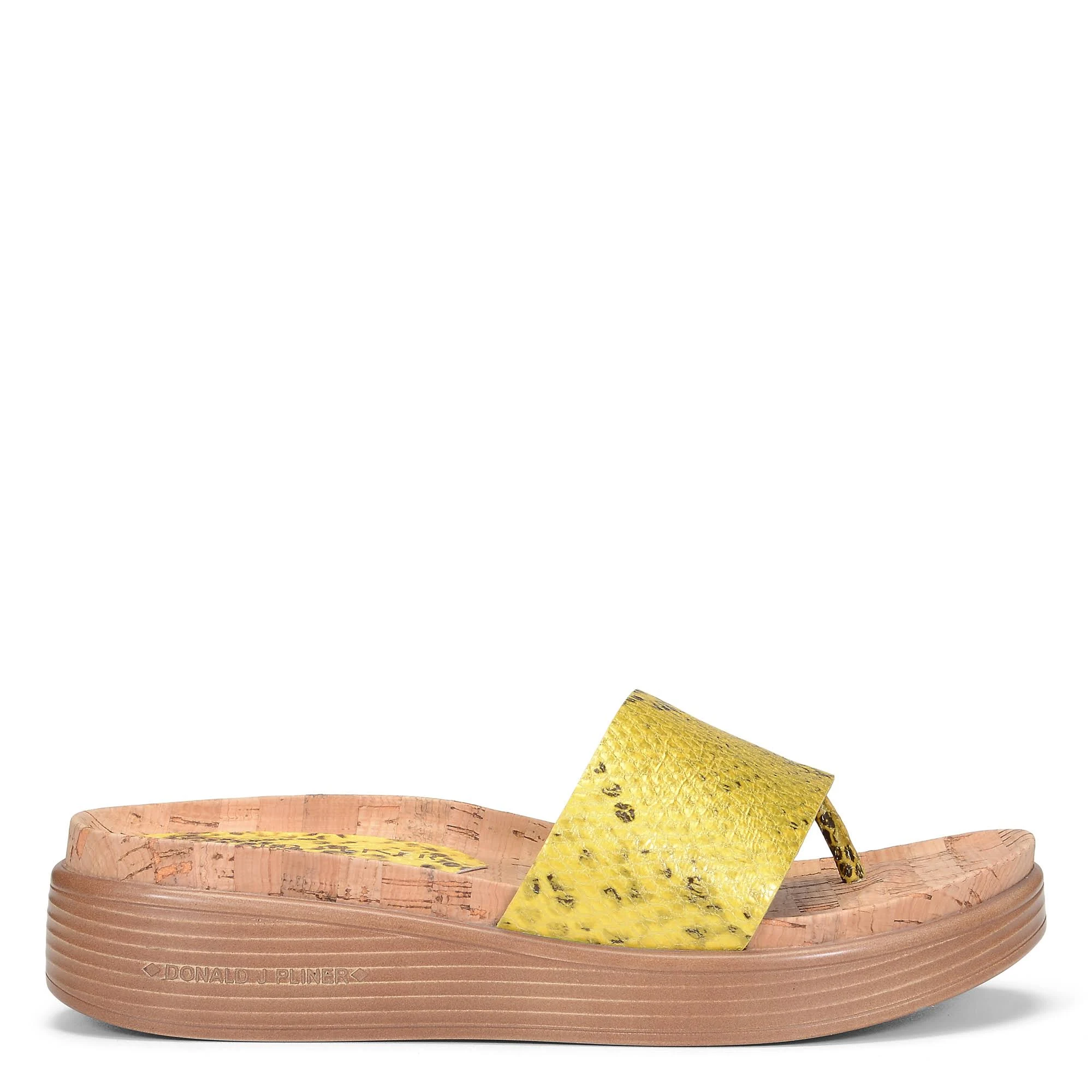 Donald Pliner Fifi Snake-Embossed Leather Slide, Lemon / 6