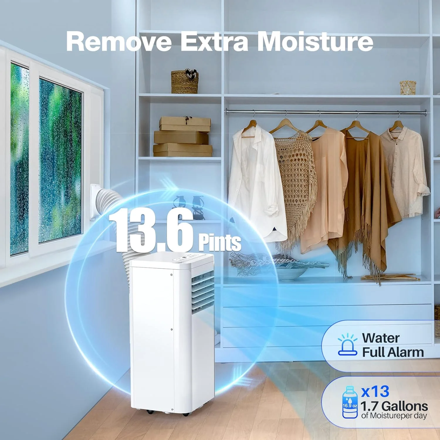 YONG Portable , 8000 BTU AC Unit with Dehumidifier & Fan Modes, Up to 350 Sq.Ft, Remote Control, 24H On/Off Timer, Quiet for Room, Window Mount Kit