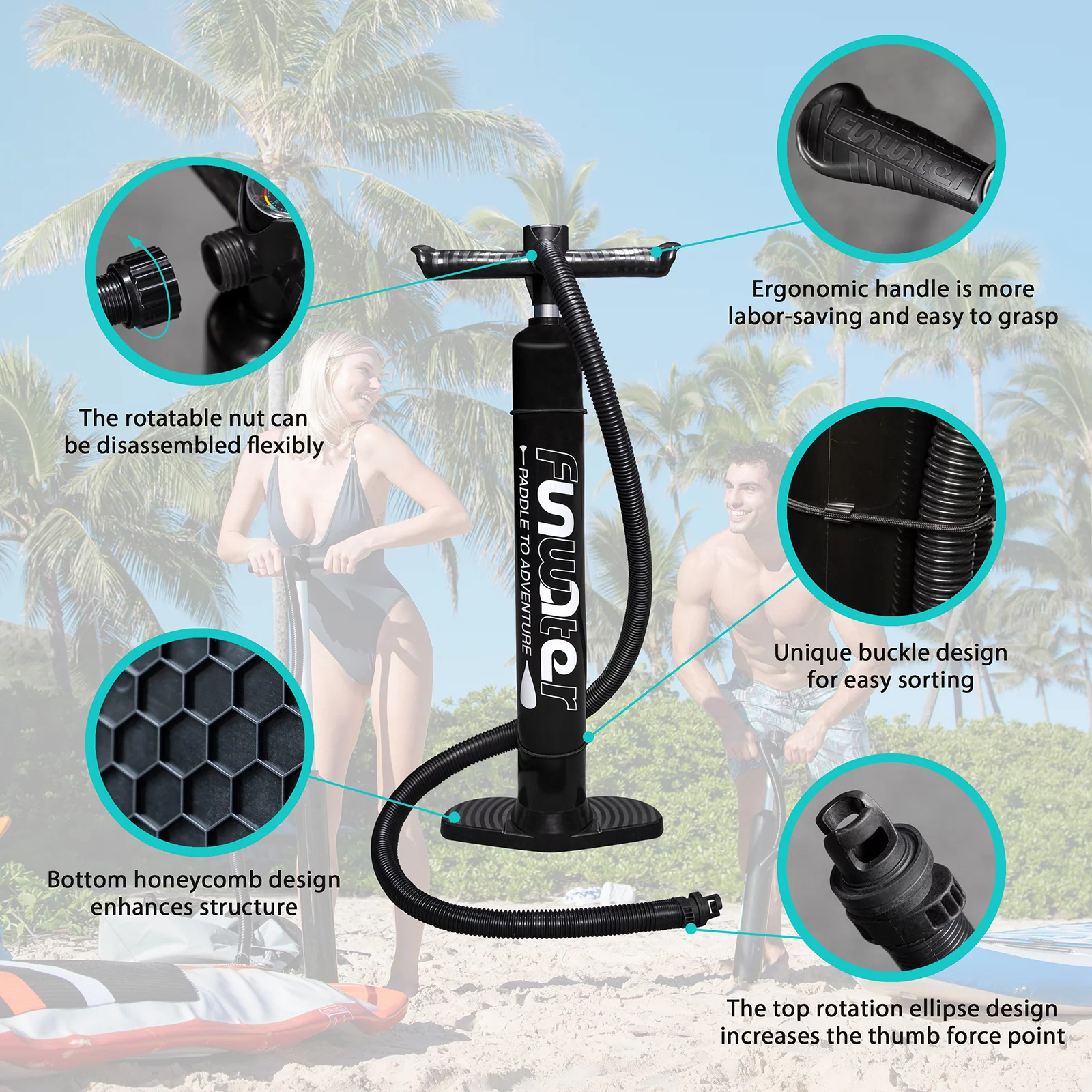 FUNWATER Stand Up Inflatable Paddle Board, SUP 11'x33''x6'' (LxWxH) with Smile Pattern Paddle Board, Advanced backpack pump, fin paddle and other accessories, Unisex