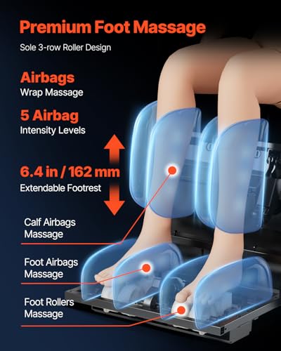 VEVOR Massage Chair, 4D Full Body Zero Gravity Recliner with SL Track, Yoga Stretch, AI Voice Control, Heat, Foot Roller, Retractable Pedal, 36 Airbags, LCD, Armrest Controls, Rolling Base
