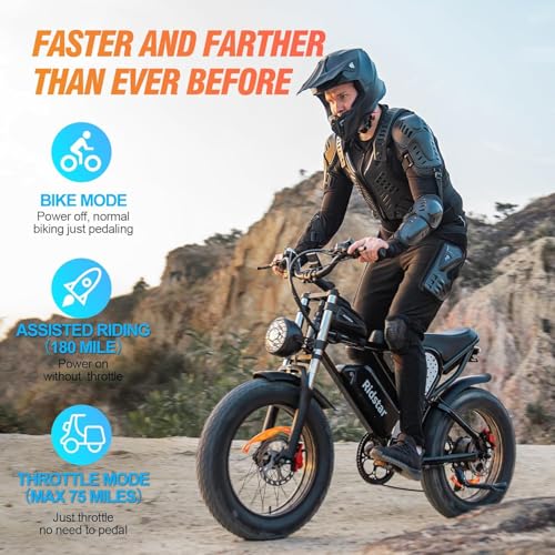Electric Bike for Adults, 1000/2000W, 25/30/37MPH,48V-52V, 20AH,40AH Battery, Max 50-180 Miles Electric Motorcycle, 20" Fat Tire Dirt Bike, Shamano 7-Speed E-Bike