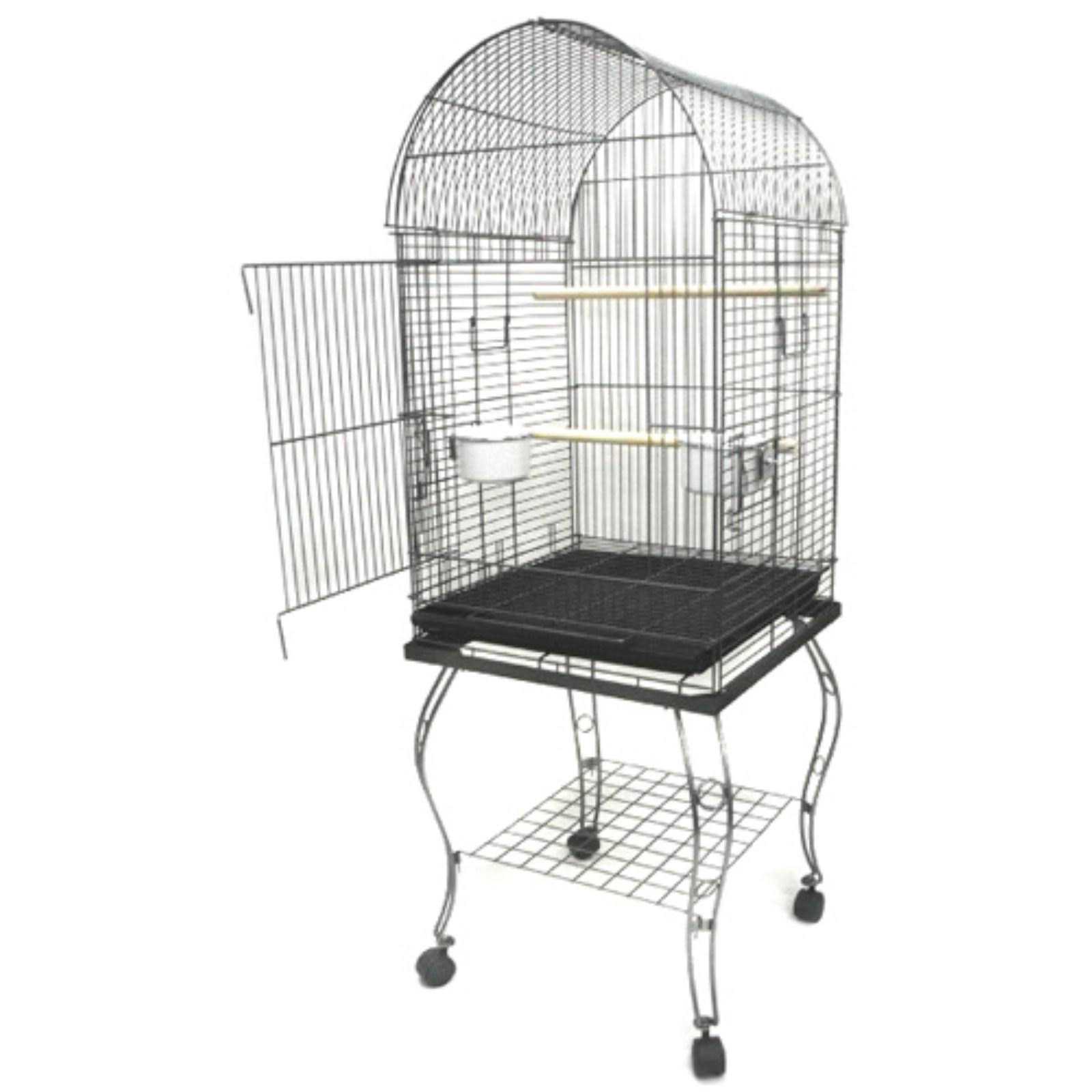 Yml 600ablk 20-inch Dometop Parrot Cage with Stand, Black