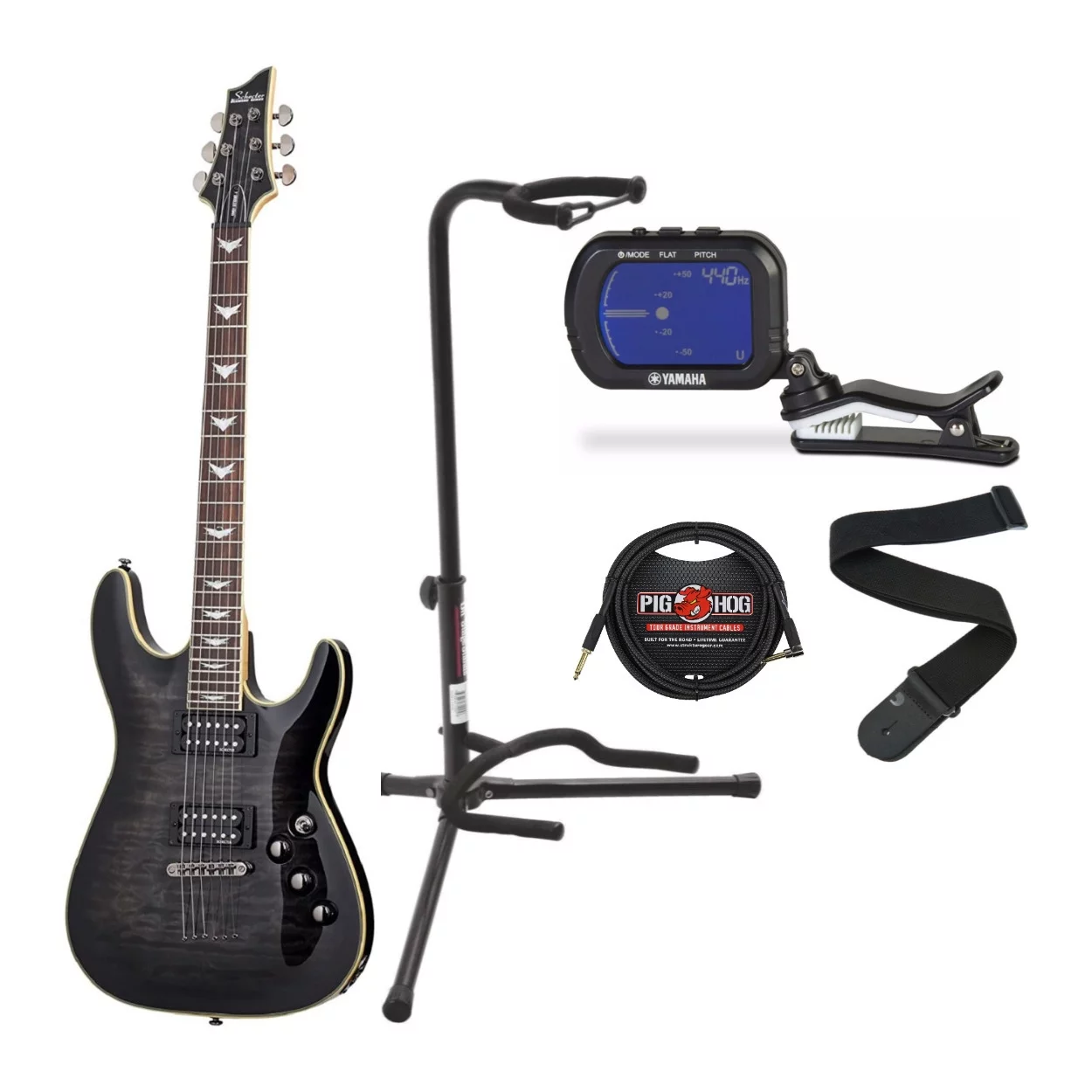 Schecter Omen Extreme 6-String Electric Guitar (See-Thru Black) Bundle - Curated Treasures Market