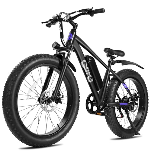 Racer Plus Adult Electric Bicycle, Peak 1000W Motor Electric Bike for Adults, Up to 28MPH 65Miles, 26x4.0 Fat Tire Electric Mountain Bike with 48V 13AH Battery, 7 Speed Front Suspension E Bike