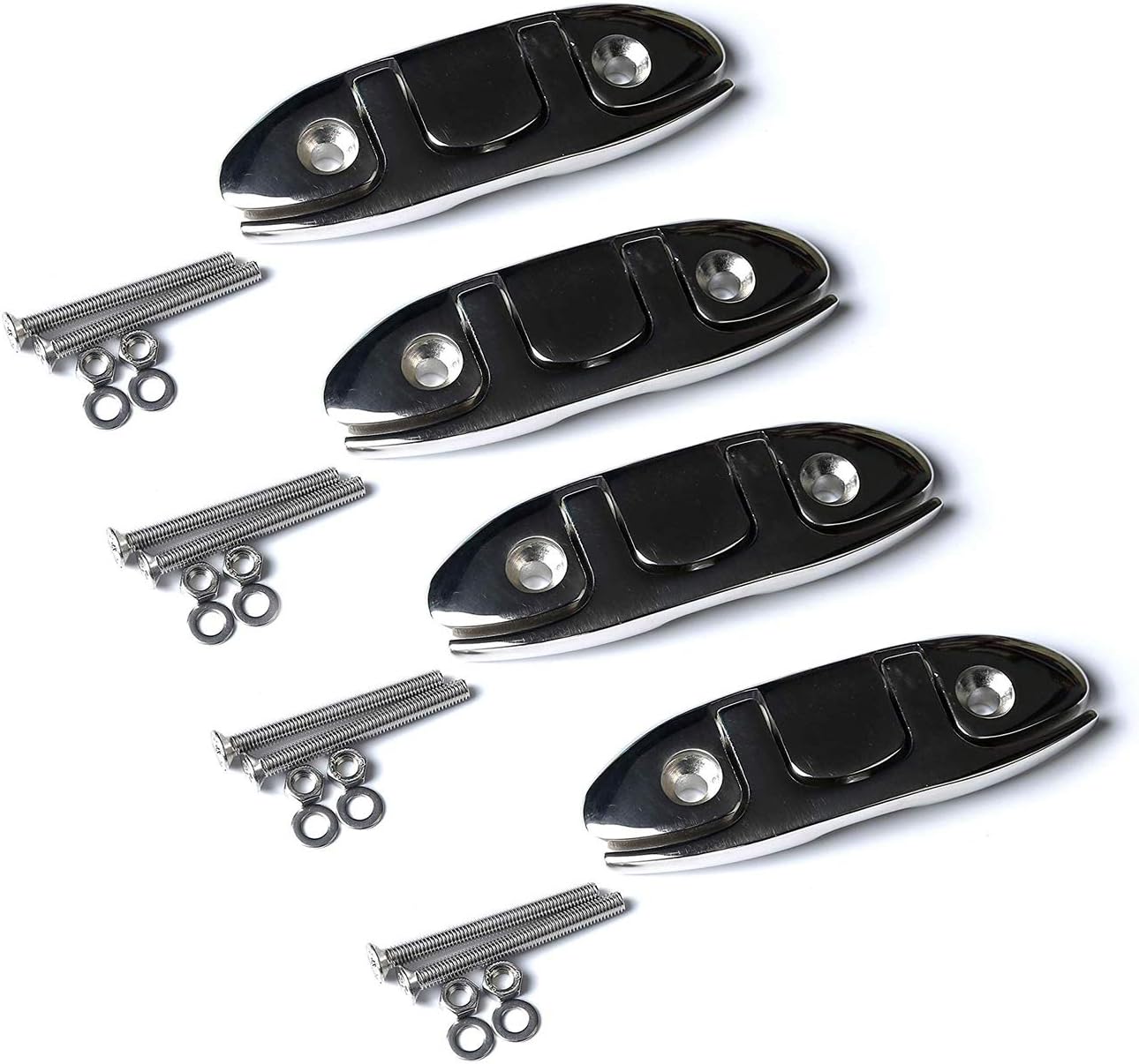 MX 4-1/2" Folding Cleat,316 Stainless Steel Boat Dock Flip Up Cleat with Fastener Pack of 4 Pack of 2
