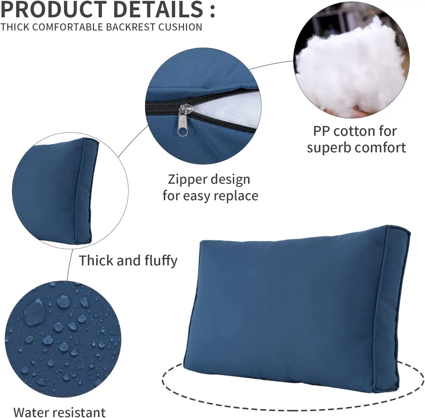 Outdoor Furniture Replacement Cushions, Fits 7-Piece Sectional Rattan Conversation Set, Patio Water-Resistant Replacement Sofa Cushions, Liner&Cover