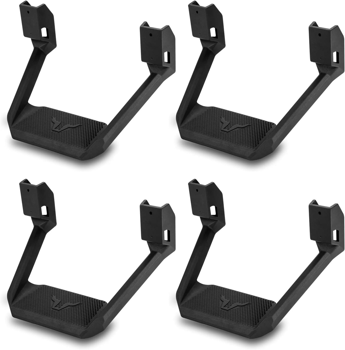 Bully BBS-5002 Universal Aluminium Side Steps in Powdercoat Black - New Updated Design - Fits Various Trucks from Chevy (Chevrolet), Ford, Toyota, GMC, Dodge RAM and Jeep Pack of 2