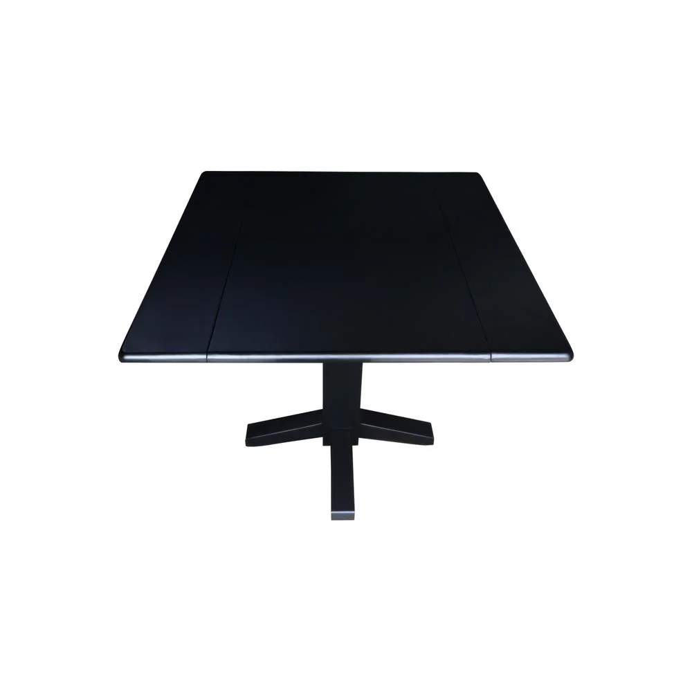 36" Solid Wood Square Dual Drop Leaf Dining Table in Black