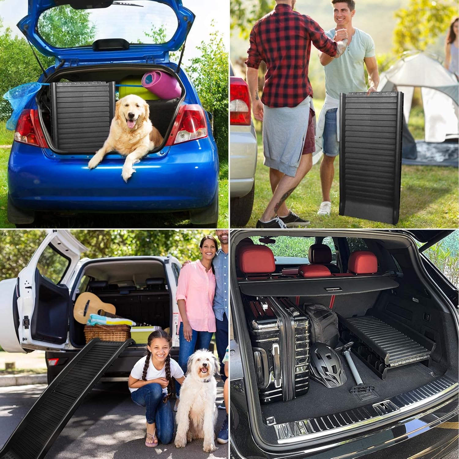 Homtronics Folding Pet Ramp, 61 Inch Lightweight Portable Dog and Cat Ramp Great for Cars Trucks and SUVs, Dog Ramp for Large Dogs with Non-Skid Surface, Suitable for Large Medium Small Dogs