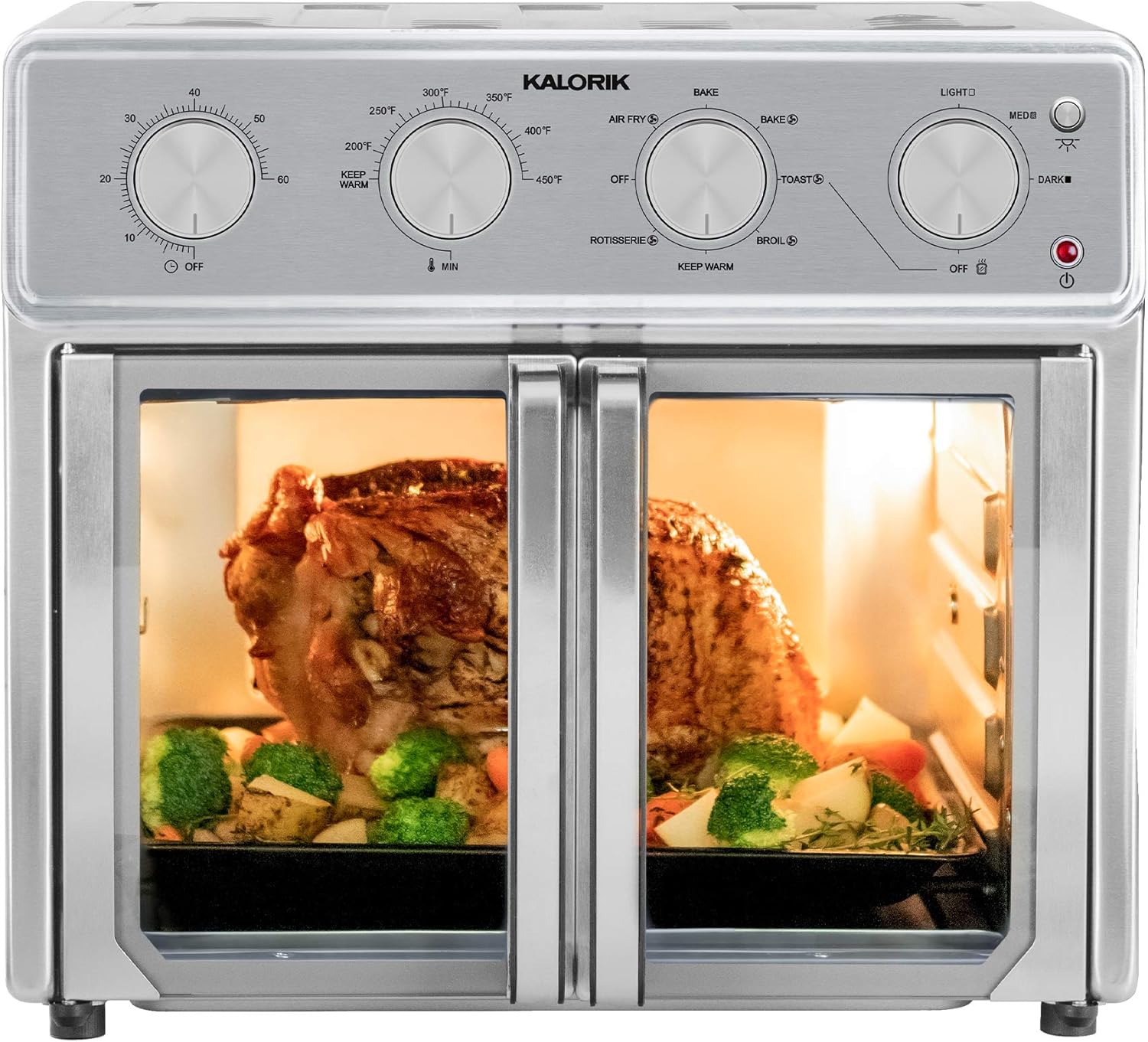 Kalorik MAXX AFO 47267 Air Fryer Oven 26 Quart 9-in-1 Countertop Toaster Oven and Oil-less Air Fryer Combo - Fry, Bake, Roast, Rotisserie, & More - 7 Easy-to-Clean Accessories | 1700W | Stainless Steel