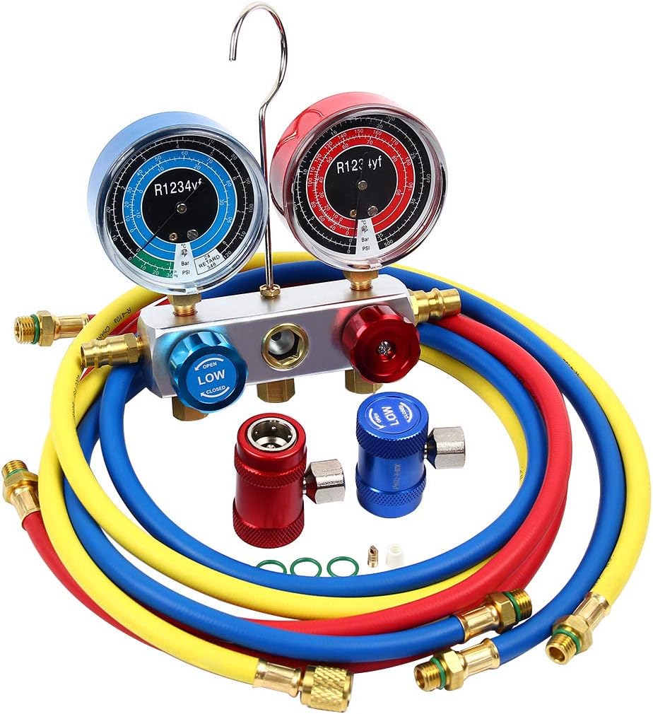 AutoRocking A/C Diagnostic Manifold Gauge Kit Air Conditioning Refrigerant Manifold Gauge for R1234YF Pack of 2