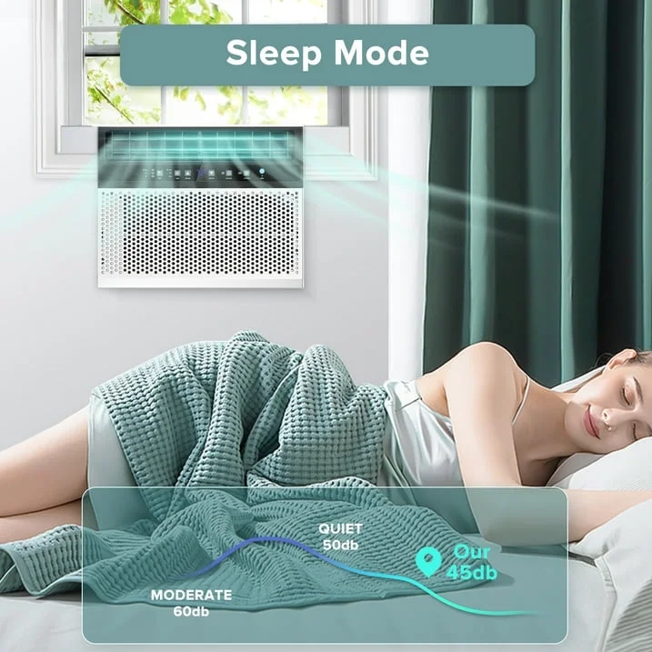 KISSAIR Window Air Conditioners 8,100 BTU (12,000 BTU ASHARE), U-Shaped Air Conditioner Window Unit Cools up to 550 Sq. Ft, 3-In-1 Window AC Units, Full Window View-White