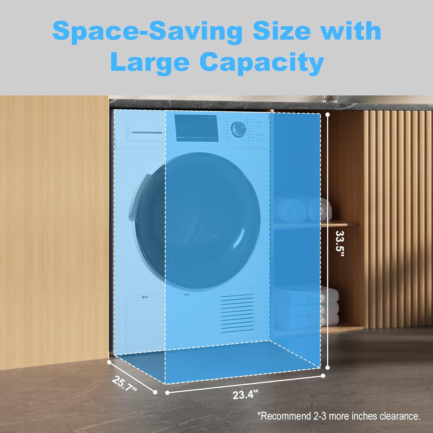 4.4 Cu.Ft Ventless Heat Pump Dryer, 24" Compact Clothes Drying Machine, Electric Front Load Dryer, Stackable for Small Spaces, Apartment, 16 Drying Cycles, White