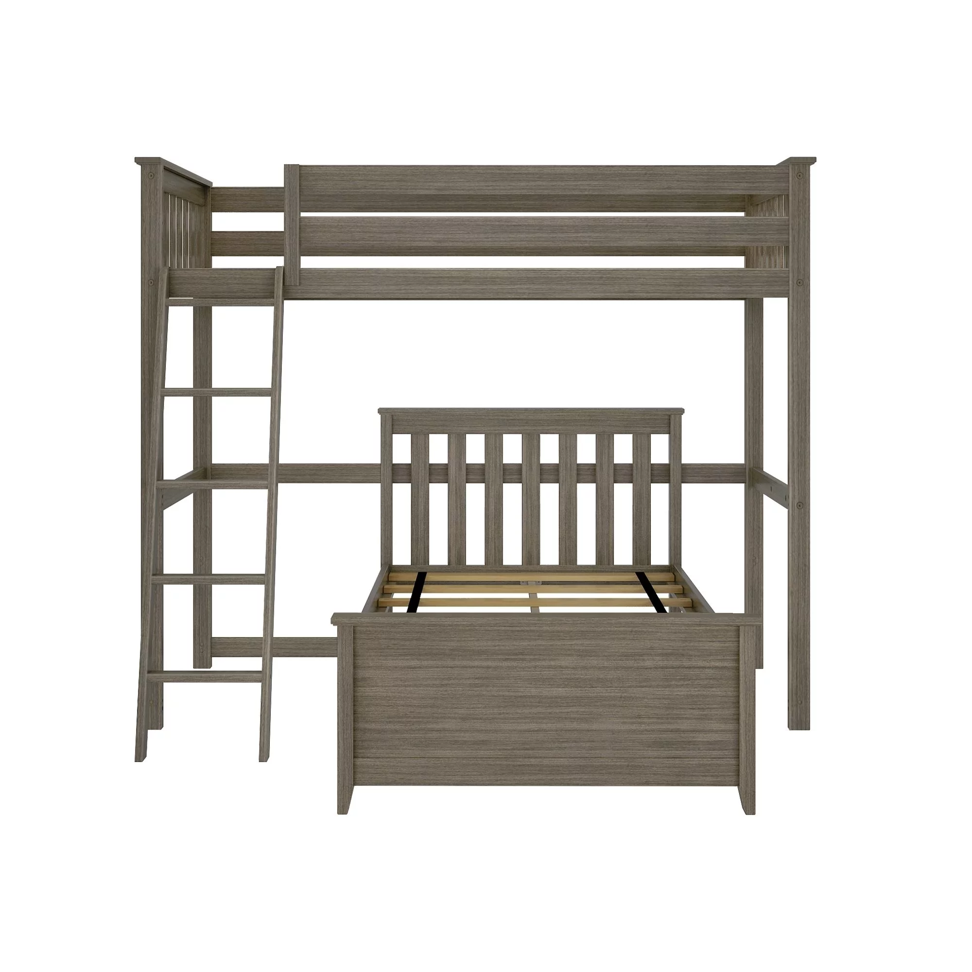 Max & Lily Wood L-Shaped Bunk Bed Twin over Twin for Kids, White