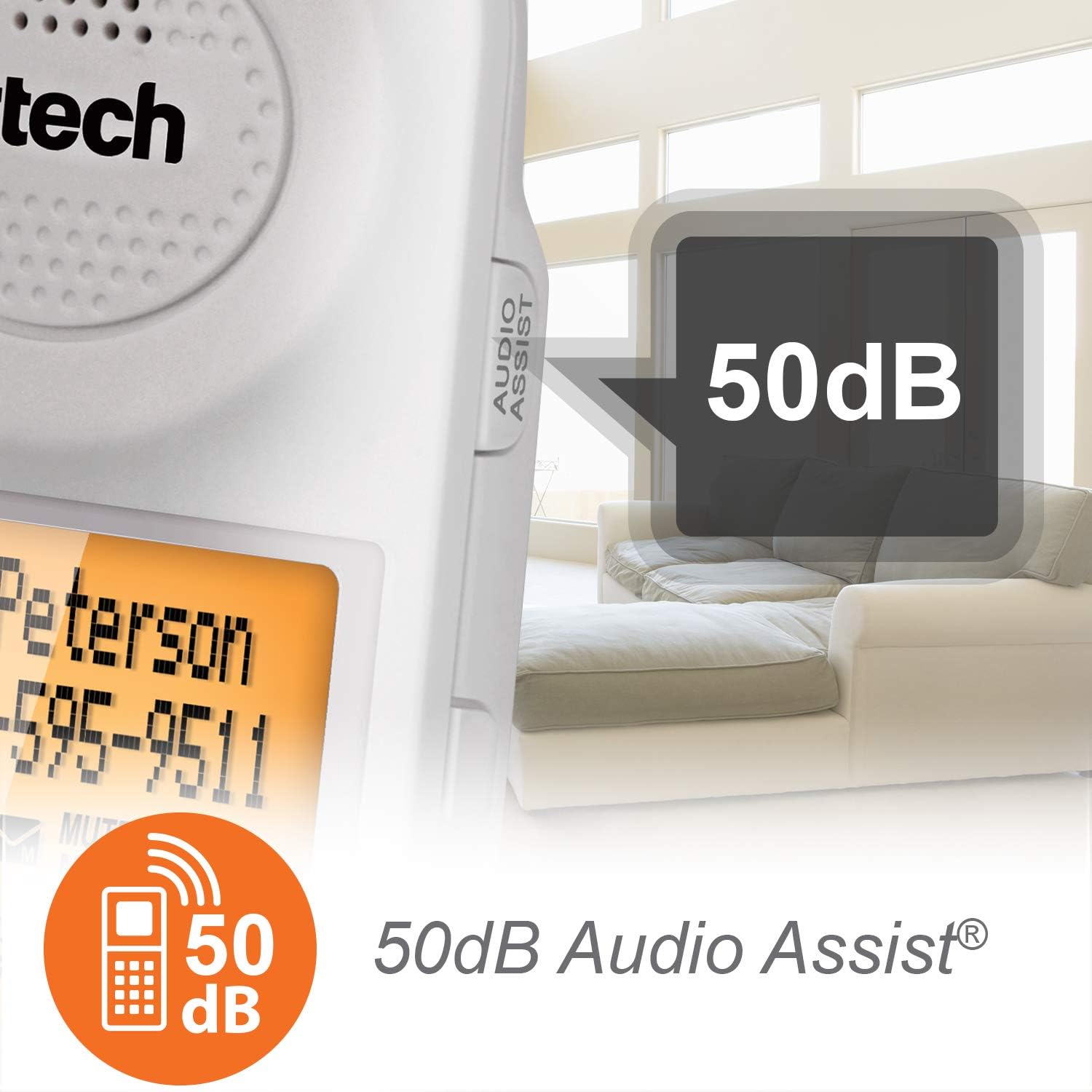 VTech SN5147 Amplified Corded/Cordless Senior Phone with Answering Machine, Call Blocking, 90dB Extra-loud Visual Ringer, One-touch Audio Assist on Handset up to 50dB, Big Buttons and Large Display
