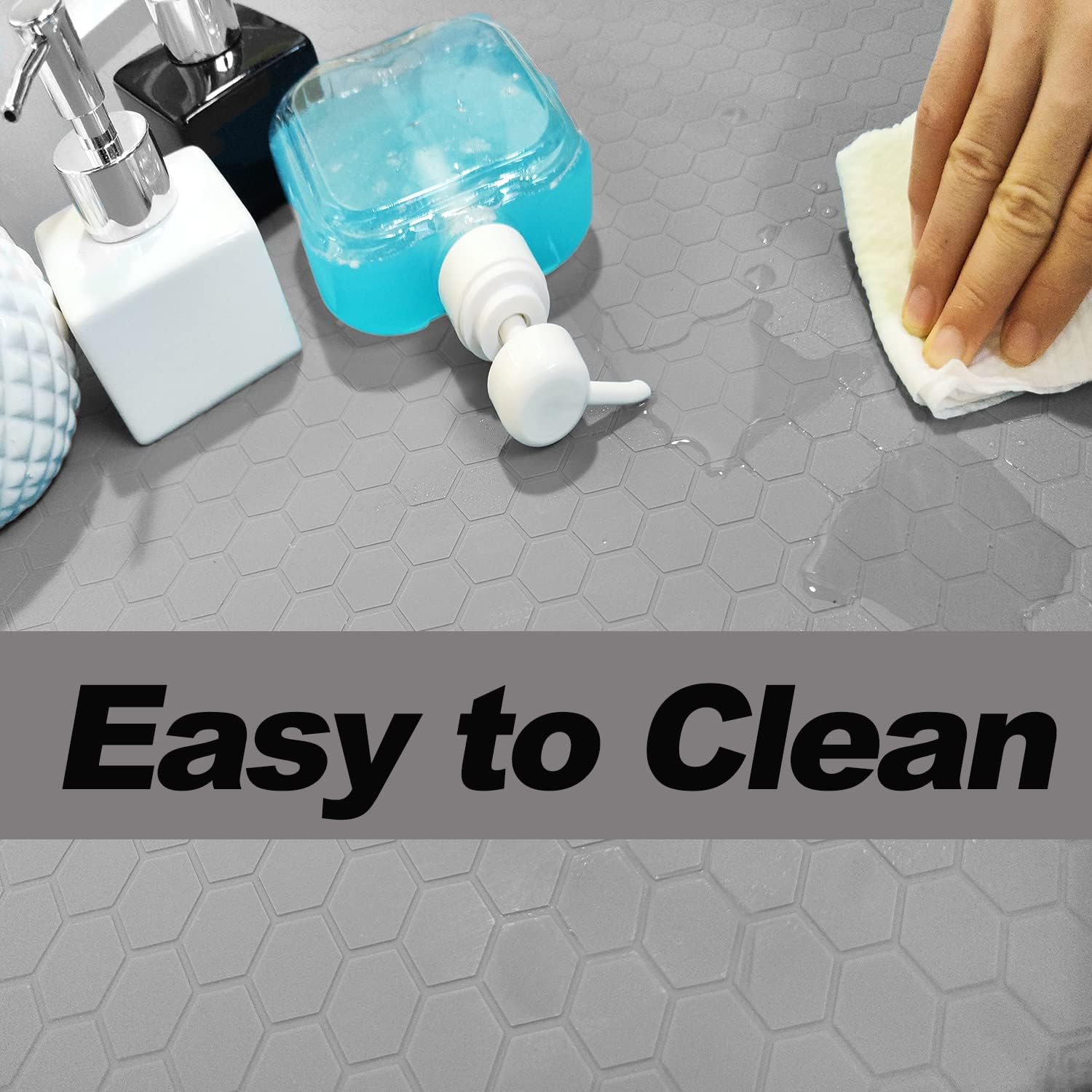 Kapasocap Silicone Under Sink Mat for Kitchen Cabinet Waterproof, 34" x 22" Under Sink Liner Cabinet Mat Cabinet Protector, Silicone Sink Mats for Kitchen, Bathroom(Grey)