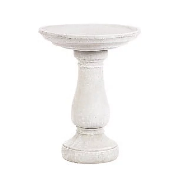 Solid Rock Stoneworks Oval Birdbath- 2 Piece- 24" Tall- Marble Tone