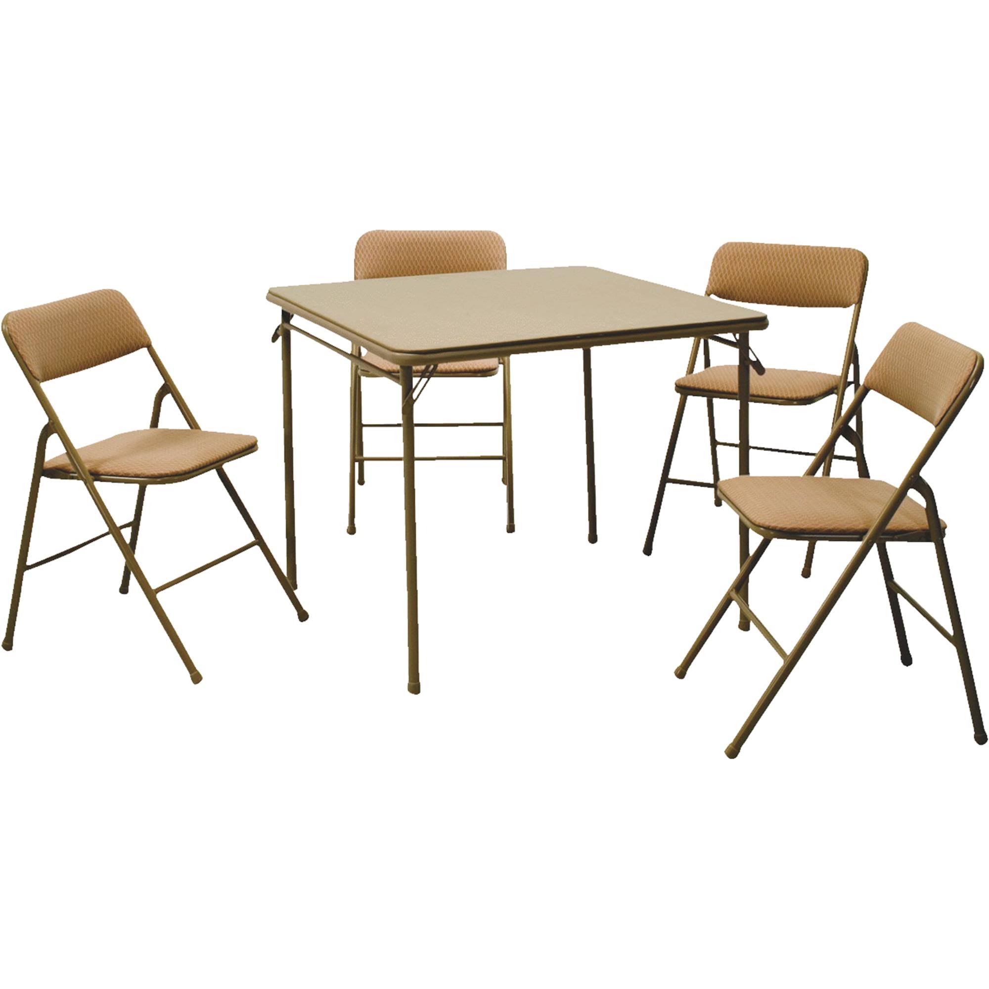Cosco 5-Piece Folding Table and Chair Set, Wheat