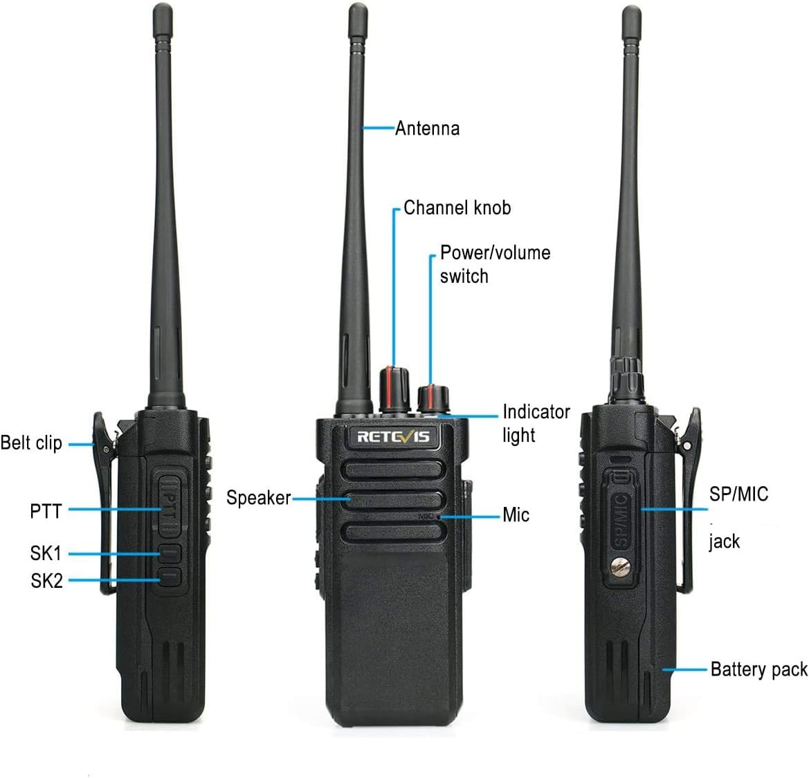 Retevis RT29 Waterproof Walkie Talkie Long Range,Heavy Duty Two Way Radios,Clear Loud,Emergency Alarm,Rechargeable 2 Way Radio for Construction(5 Pack)