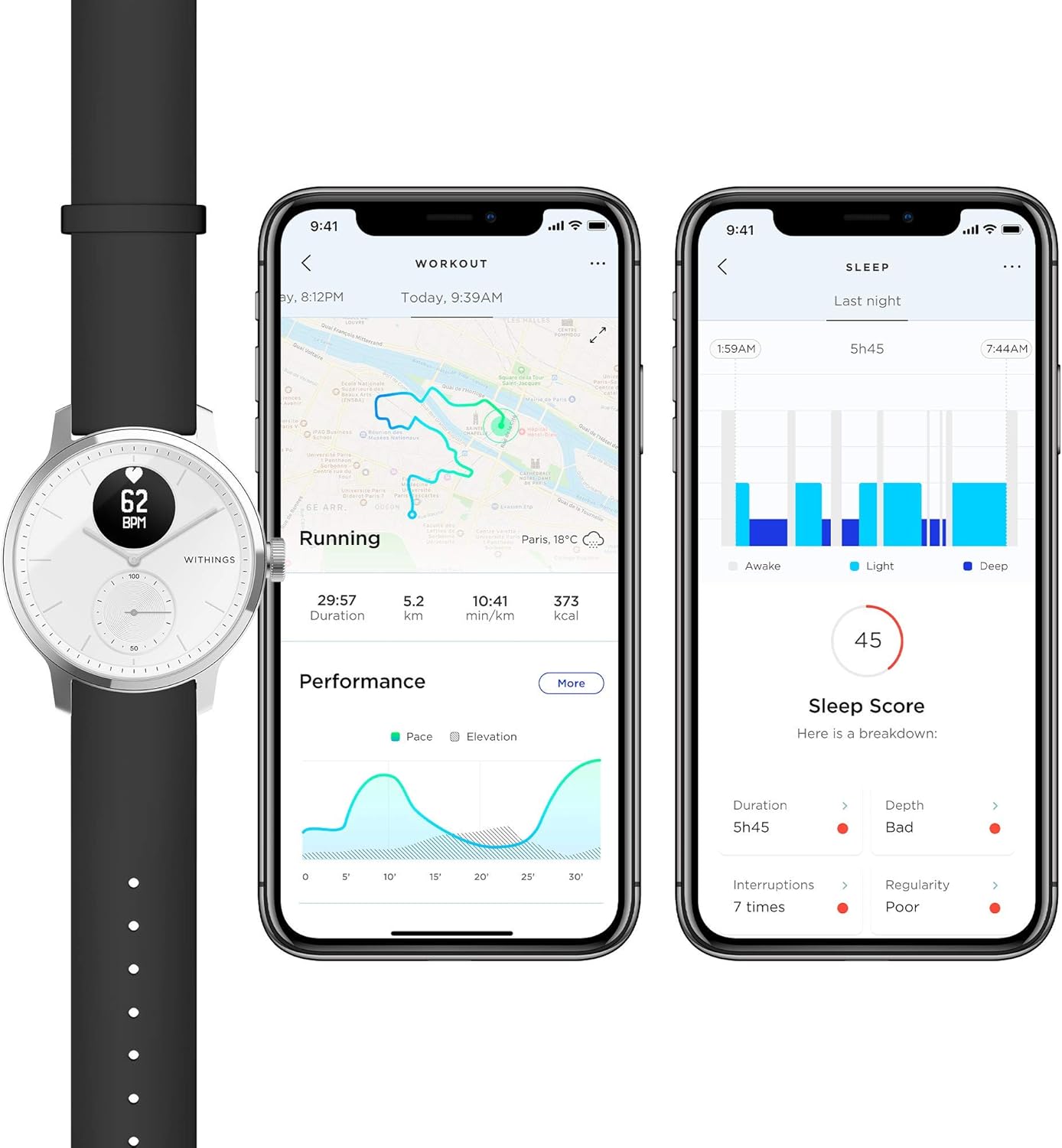 Withings ScanWatch - Hybrid Smartwatch with ECG, Heart Rate Sensor and Oximeter (White, 42mm)