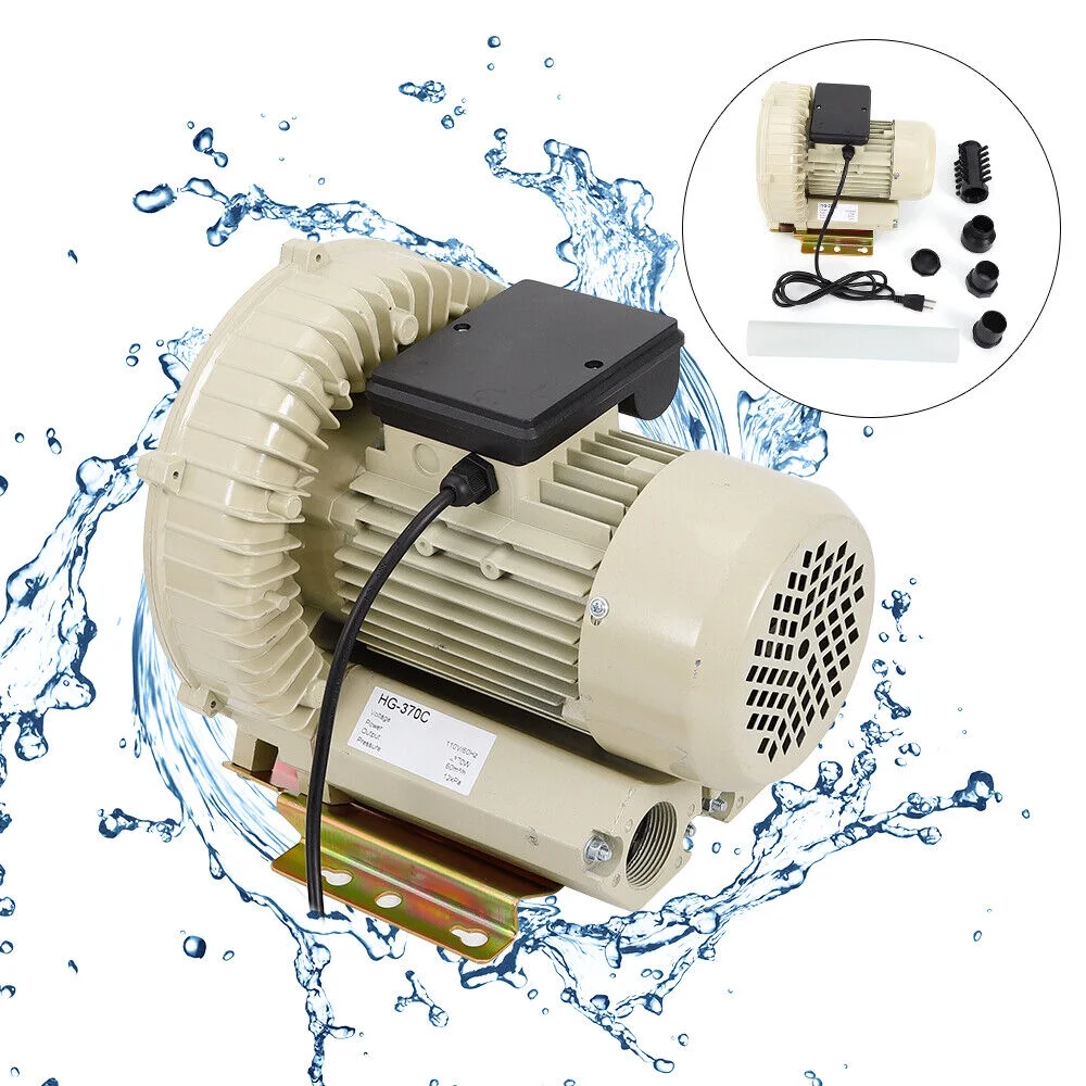 110V 370W Commercial Air Pump Aquarium Hydroponics Aquaculture Fish Tank Pond Blower