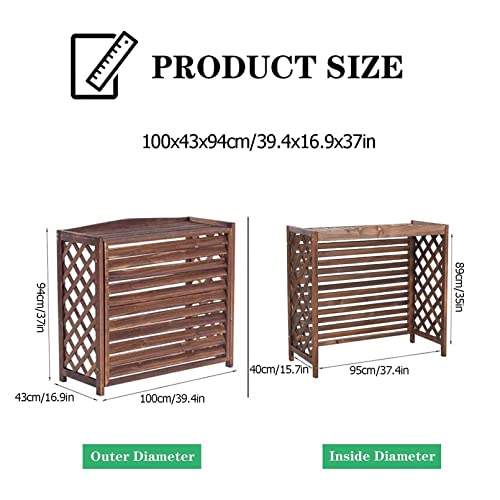 Split Air Conditioner Cover For Outside Units,Wood Ac Cover For Outside Unit,Louvered Air Conditioning Rack Flower Stand,Outdoor Condenser Protective Cover,Louvered Air Conditionin