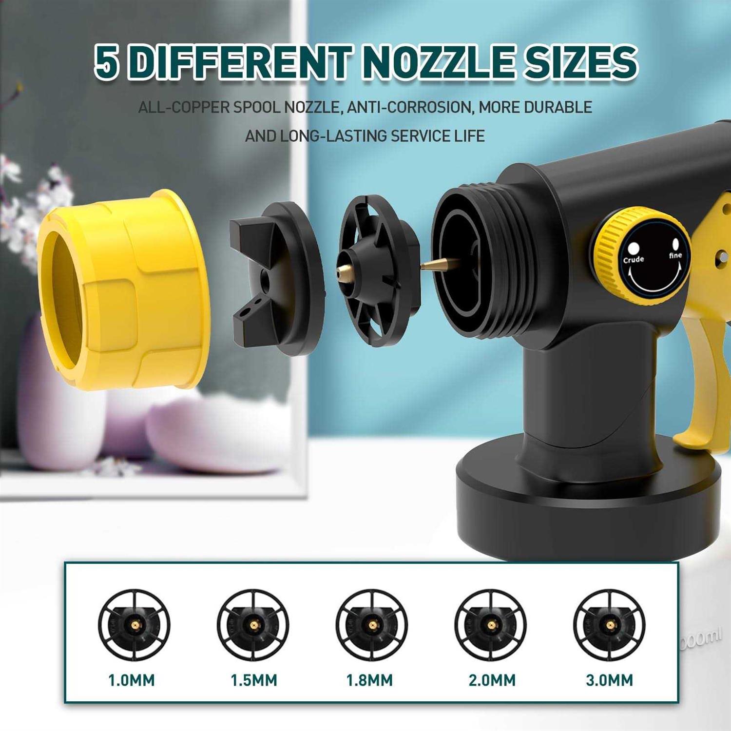Cordless Paint Sprayer 21V Battery Powered Paint Sprayer 2000mAh Electric Paint Spray Gun with 3 Patterns &amp; 5 Copper Nozzle - Shop Hardware Tools Online Store