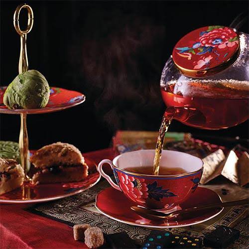 Wedgwood Paeonia Blush Cake Stand Two-Tier (Coral u0026 Red)