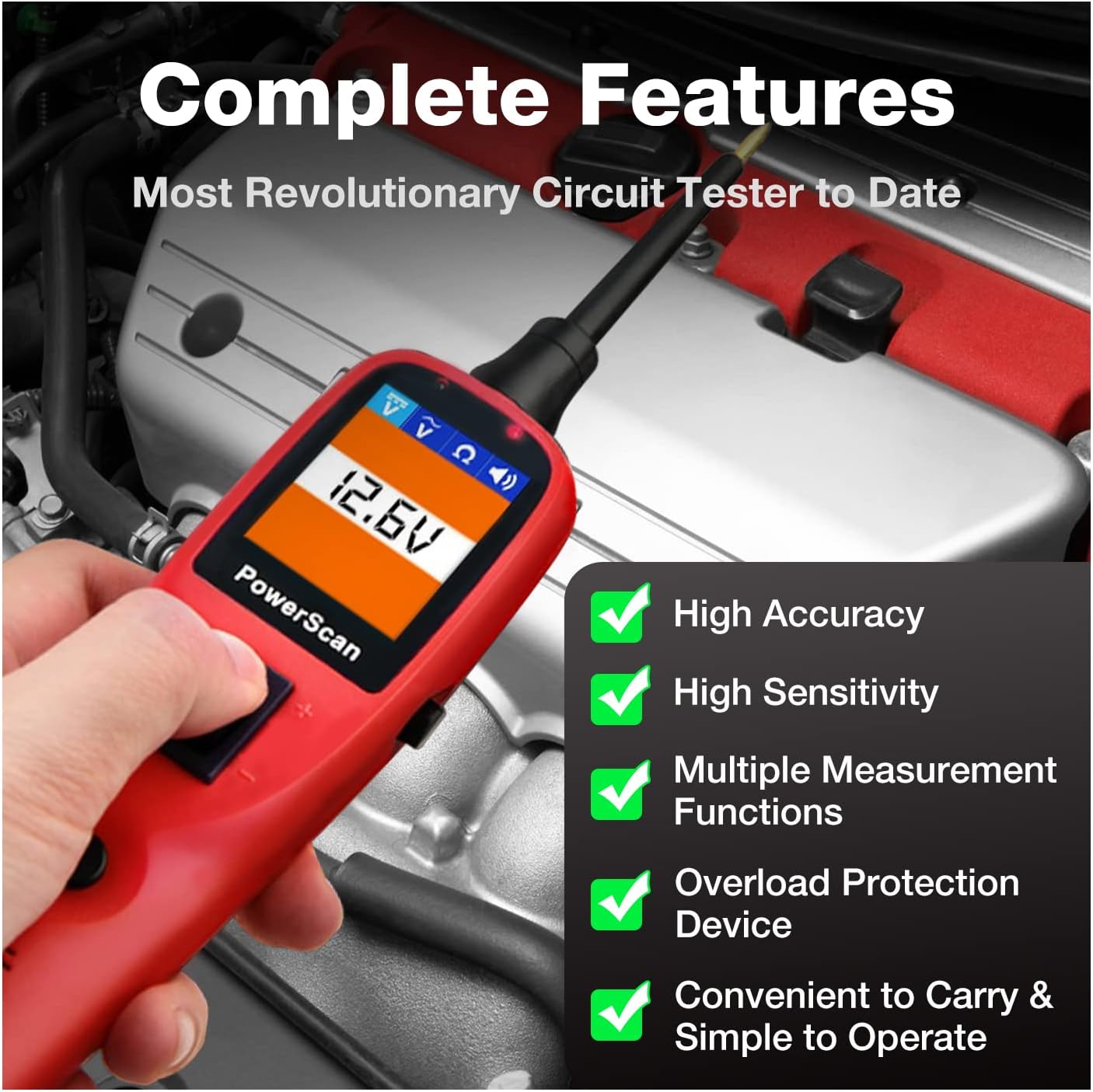 Autel Powerscan Ps100 Electrical System Tester Ps 100 Circuit Tester with 20ft Cable, Built-In Circuit Breaker, Easy to Read AC/DC Current Resistance, Test Continuity/Probe/Sensor Signal