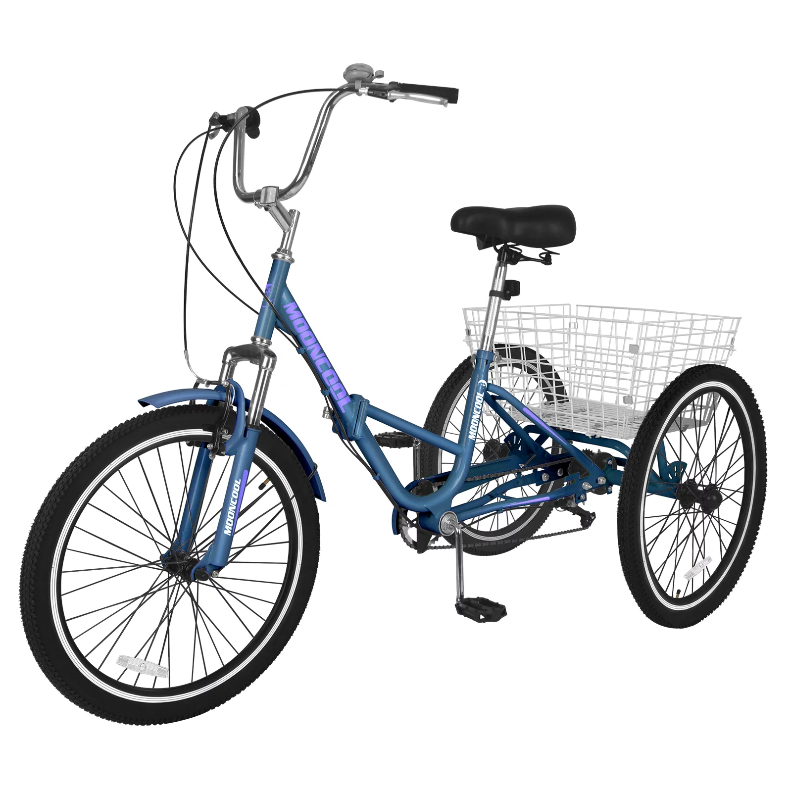 LILYPELLE 24 Adult Tricycle 7 Speed, Three Wheel Bikes for Adults 400lbs,Low-Step Through Trike Cruiser for Exercise Shopping Outdoor Activities,Cyan