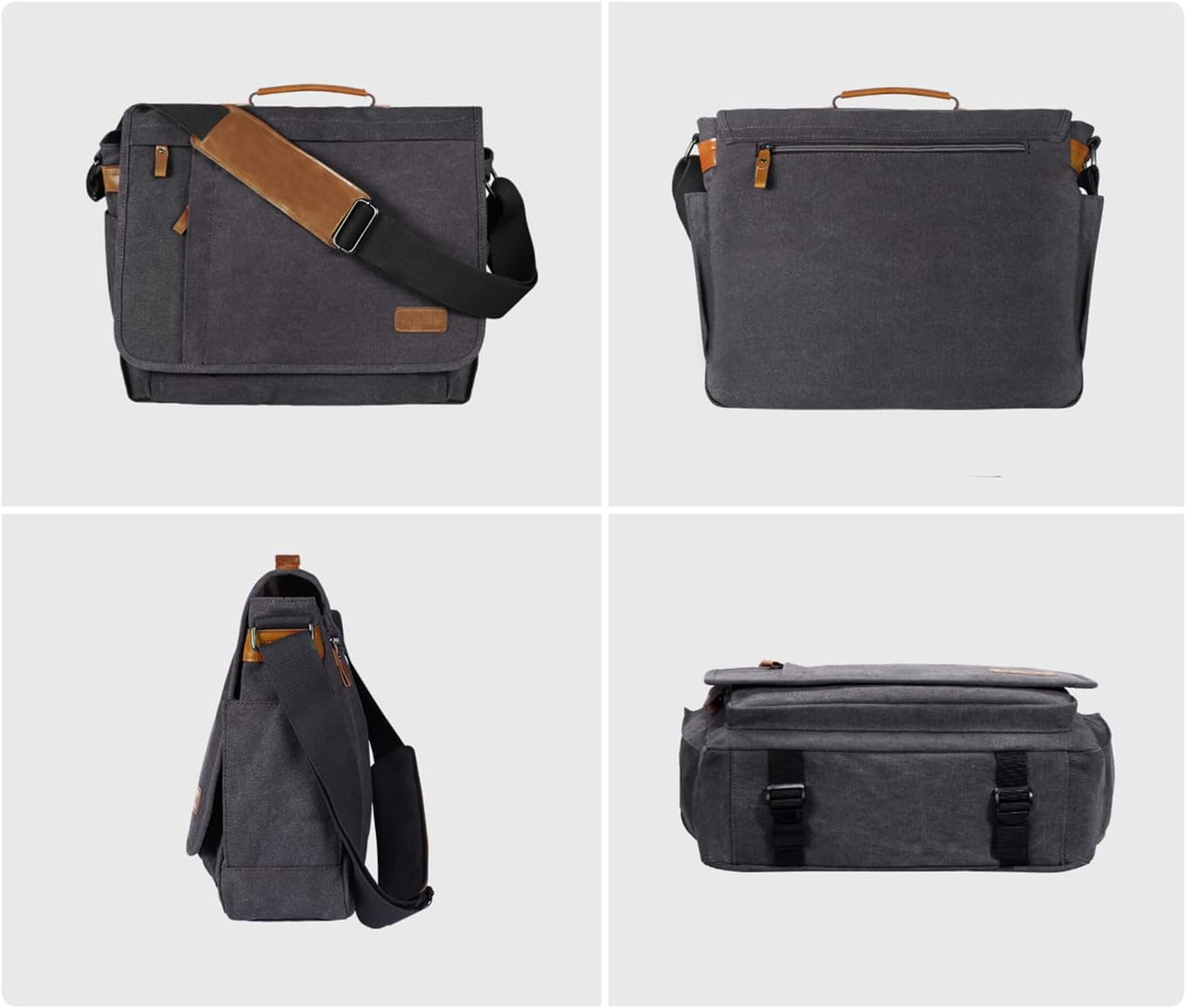 Estarer Laptop Messenger Bag 17-17.3 Inch Water-resistance Canvas Shoulder Bag for Work College