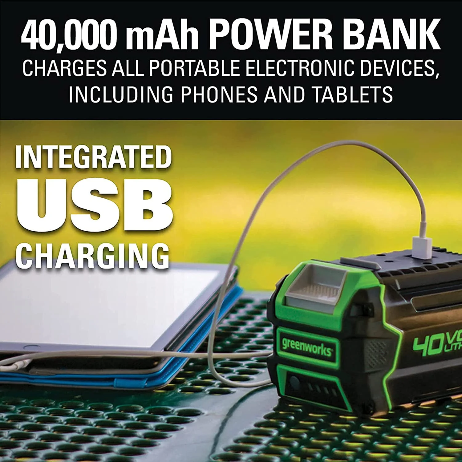 Greenworks 40V 21 Brushless (Smart Pace) Self-Propelled Lawn Mower, 2 x 4Ah USB (Power Bank) Batteries and Charger Included MO 21 Mower (2 x 4.0Ah)