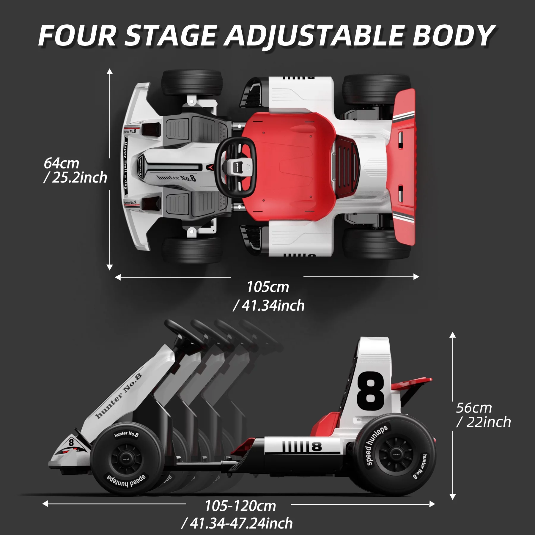 XJD Electric Go Kart 12V 7Ah Battery Powered Pedal Go Karts for 3+ Kids Adults Ride on Car Electric Vehicle Car Racing Drift Car Gift for Boys Girls with Bluetooth/FM and Remote Control, White