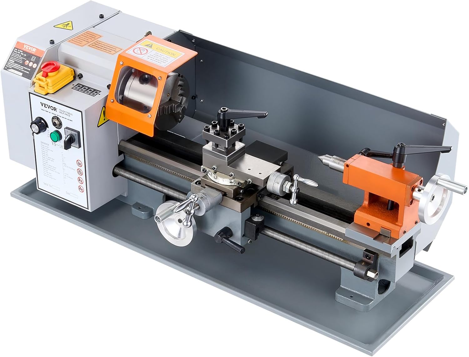 VEVOR Metal Lathe Machine, 7'' x 13.78'', Precision Benchtop Power Metal Lathe, 0-2200 RPM Continuously Variable Speed, 500W Brush Motor Metal Gears, with Tool Box for Processing Precision Parts
