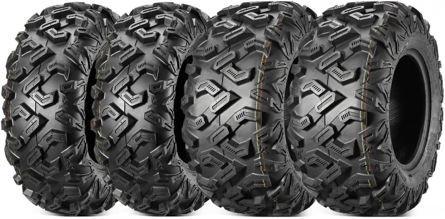 MaxAuto 25x8-12 25x10-12 ATV Tires Set of 4,6PR,Tubeless,0.8" Tread Depth,25x8x12 and 25x10x12 All Terrain Tires