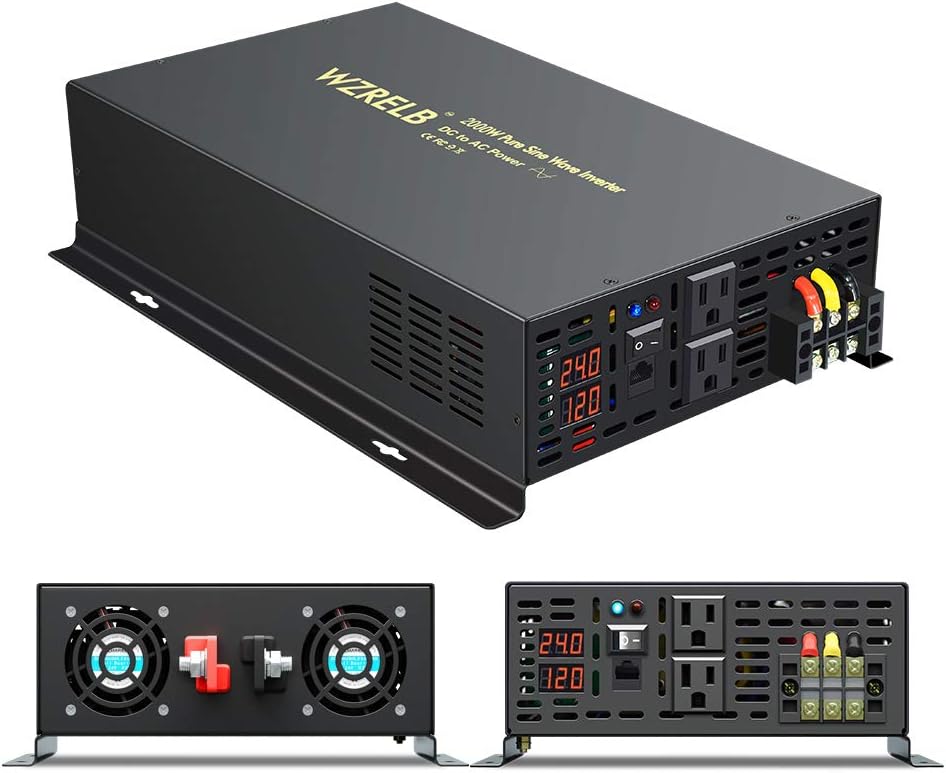 Pure Sine Wave Inverter 800Watt 12V DC to 110V 120V Power Inverter with Remote Control Dual AC Outlets for CPAP RV Car Solar System