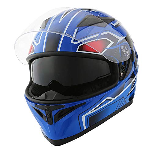 1Storm Motorcycle Full Face Dual Visor Helmet Bundle with Spoiler and Motorcycle Bluetooth Headset: HJK316 Matt Black
