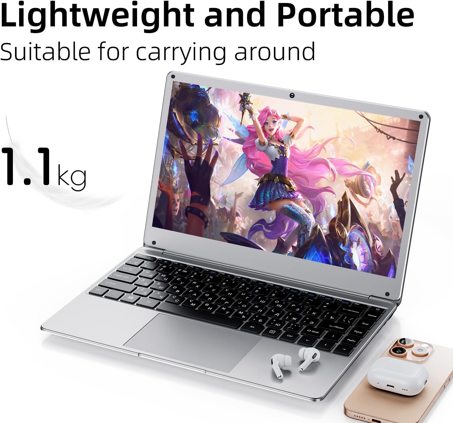 14'' Laptop 8GB DDR4 256GB SSD, Celeron N4000 Processors Laptop Computer, Windows 11 IPS FHD Display Laptop Computer,Numeric Keypad USB 3.0, Bluetooth 4.2, 2.4/5G WiFi