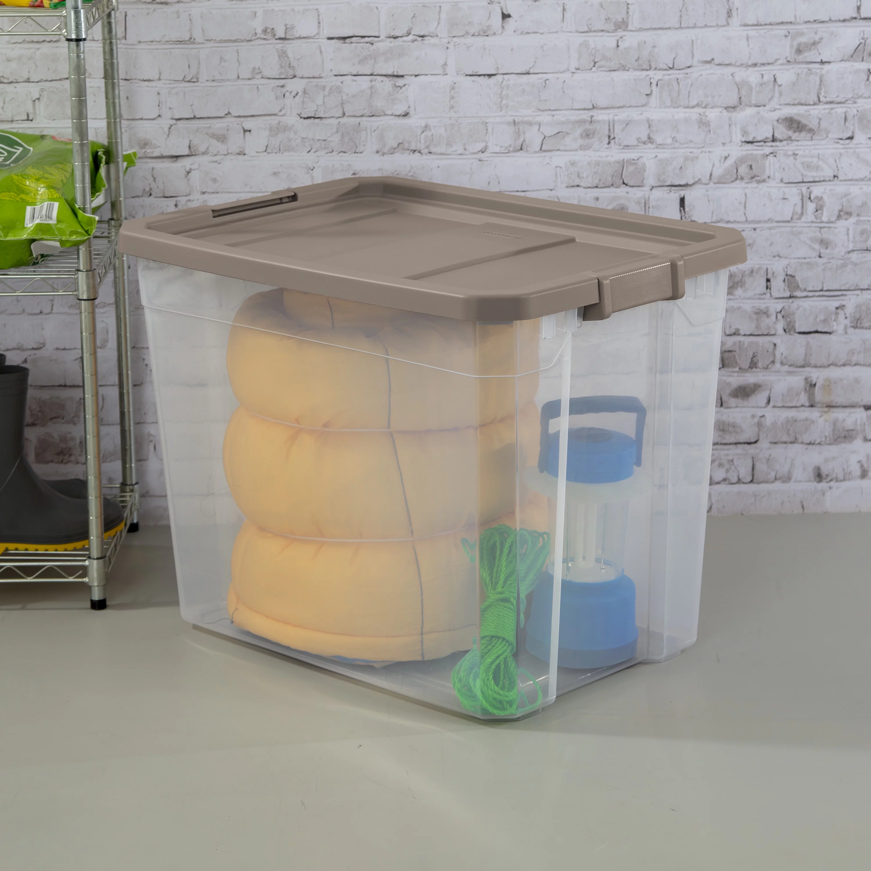 Sterilite Plastic 108 Qt. Stacker Box Taupe Splash Set of 4 - Curated Treasures Market