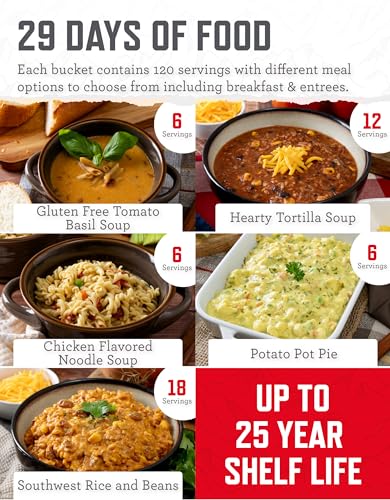 ReadyWise Emergency Food Supply - 360 Servings, 3 Buckets, Freeze Dried & Dehydrated Package of Long Term Meals, Survival Kit for Camping, Prepper Food Storage Supplies, up to 25 Year Shelf Life
