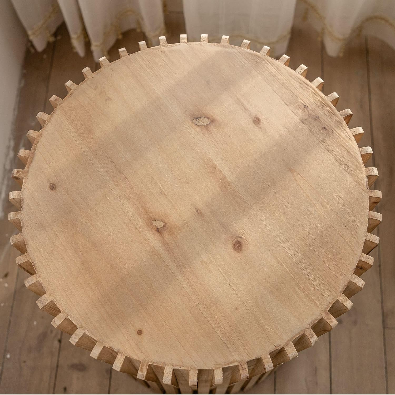 KBANZIBIU Unique and Retro Design Wood   Natural Wood   Round Wood Coffee Table  Drum Coffee Table  Tree Stump Coffee Table  Natural Wood  with  for Living Room