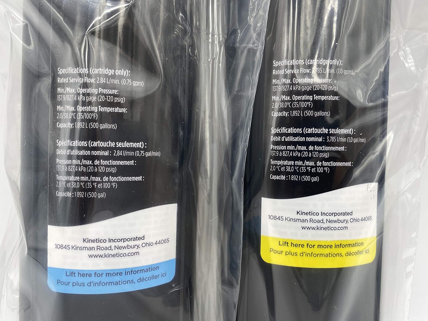 Kinetico Yellow Sediment 9309A & Blue Taste Odor VOC 9307A Cartridge Filters