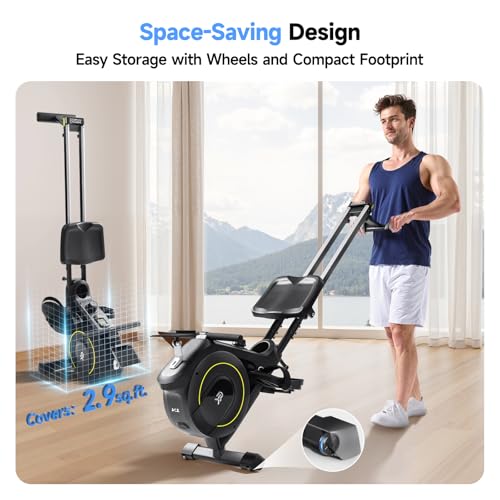 Rowing Machine for Home, 350 LB Capacity, 16-Level Silent Resistance, Magnetic Rowing Machines for Home Foldable, Full-Body Workout Compact Rowing Machine for Cardio & Strength with APP Support