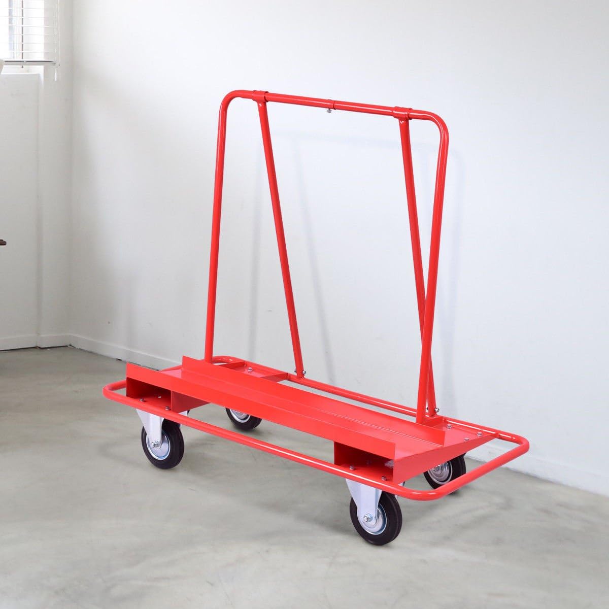 Goplus Drywall Sheet Cart Heavy Duty Dolly Handling Sheetrock Panel Red