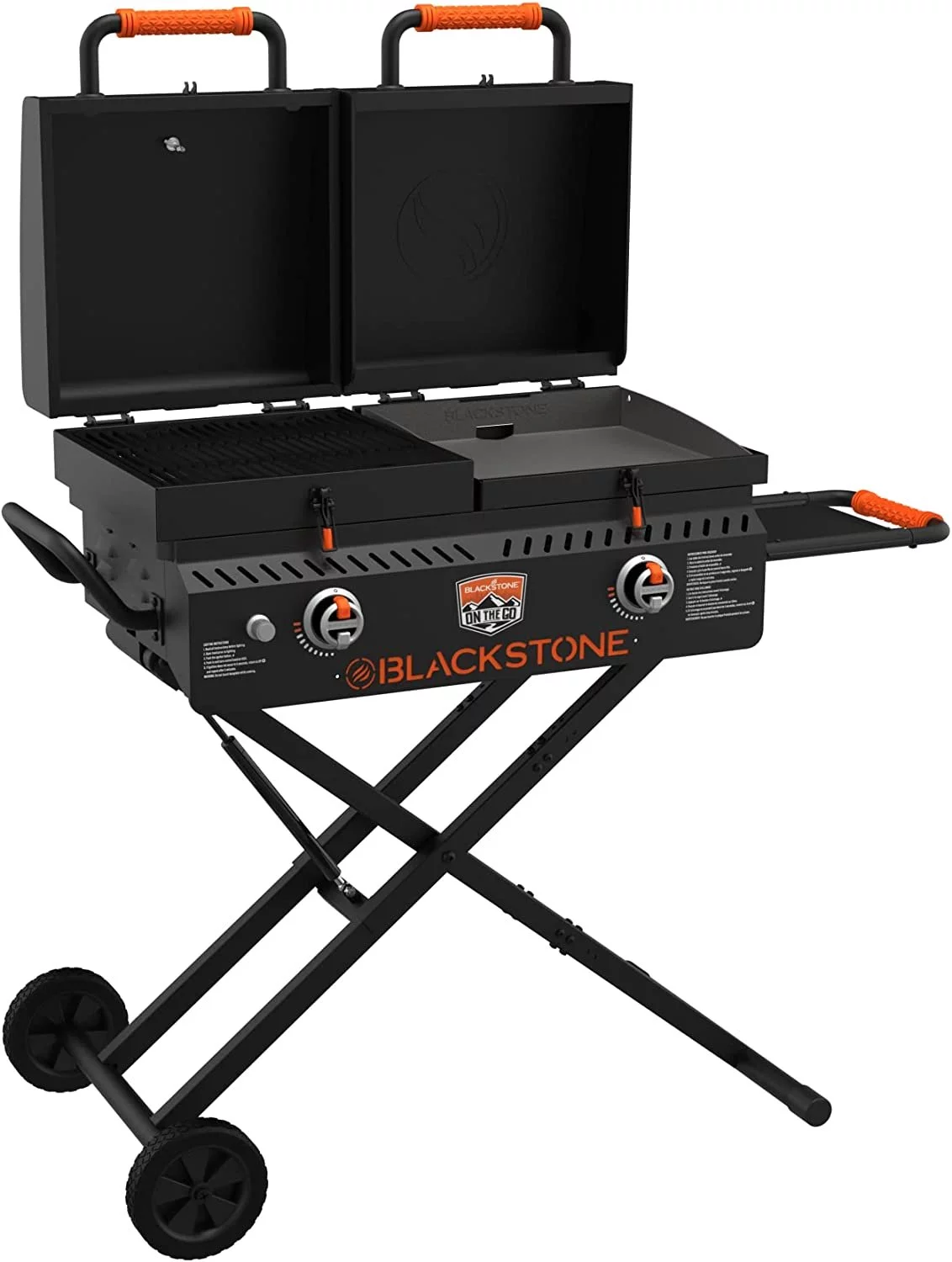 Blackstone 1550 On The Go Combo with Wheels, Legs Hood & Side Shelf Heavy Duty Flat Top Portable BBQ Griddle Grill Station for Kitchen, Camping, Outdoor, Tailgating, Black - Curated Treasures Market