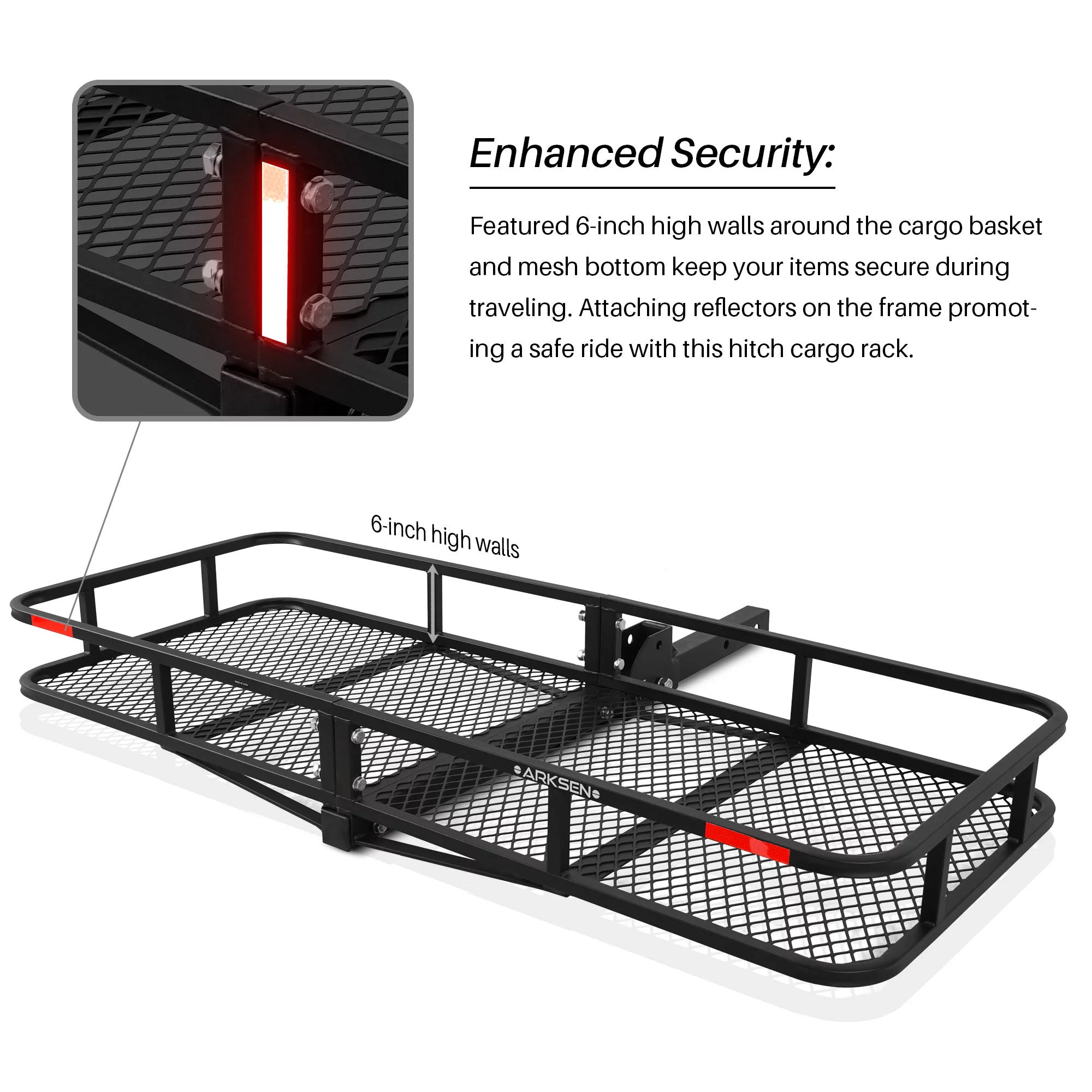 Arksen Folding Cargo Carrier Luggage Basket 2" Receiver Hitch 60"