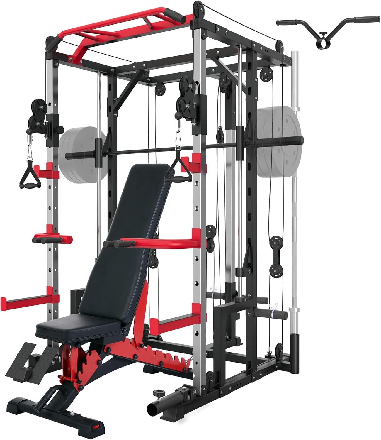 MAJOR LUTIE Smith Machine,Power Cage with Weight Bar and Landmine Commercial Home Gym Multifunctional Rack(2022 Upgrade)