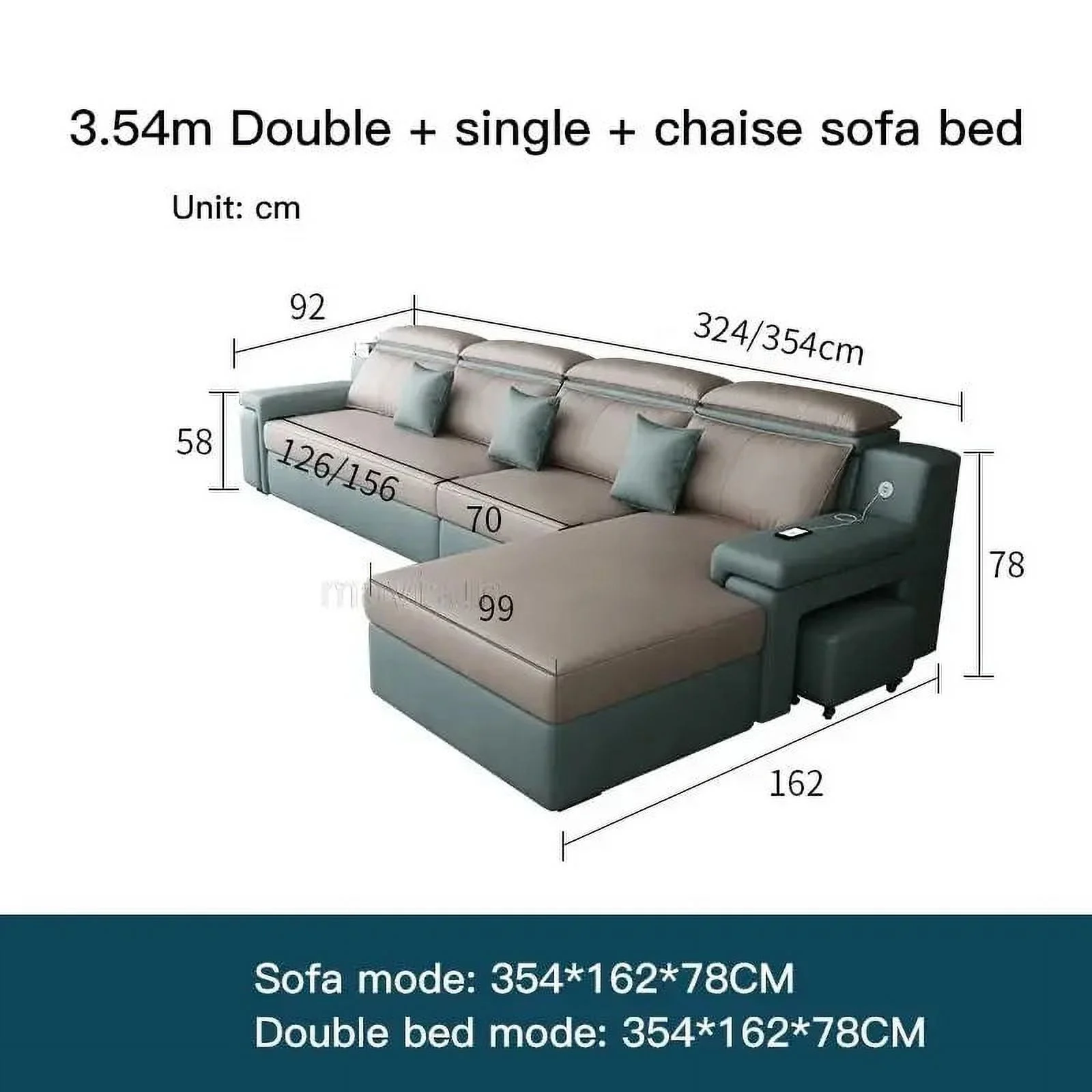 Modern Multifunctional Technology Cloth Sofa Bed Living Room Small Apartment Storage Folding Sofa Chaise Smart Home Furniture