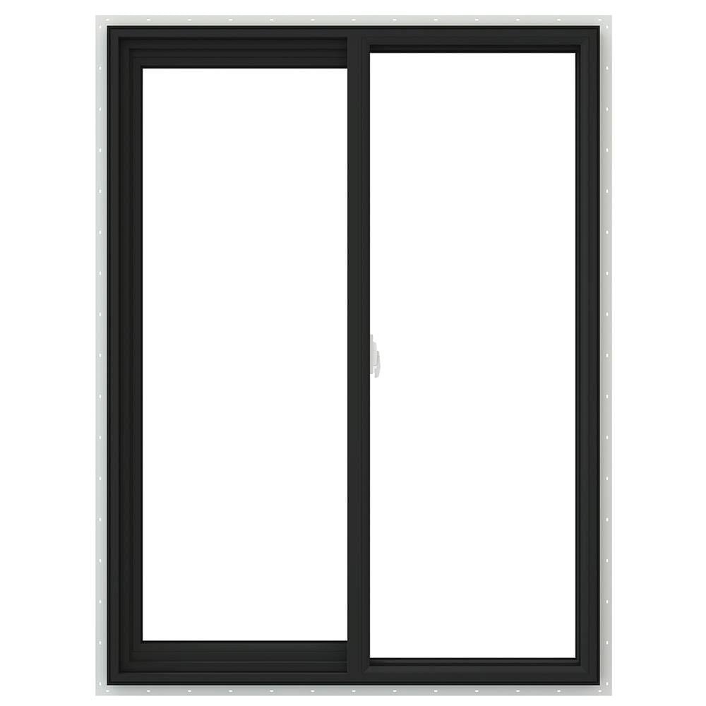 JELD-WEN V-2500 35.5-in x 47.5-in x 2.9065-in Jamb Left-operable Vinyl New Construction Bronze Sliding Window | LOWOLJW232900530